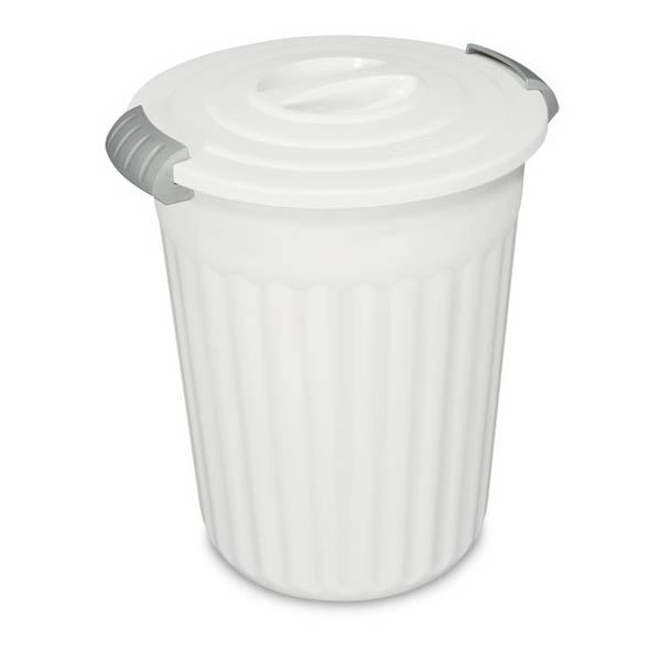 White Trash Can with Latchtop Cover